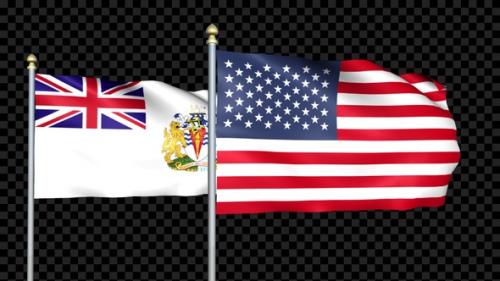 Videohive - British Antarctic Territory And United States Two Countries Flags Waving - 36379766 - 36379766