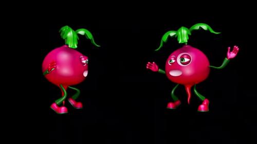 Videohive - Fun Radishes Looped Dance with Alpha Channel and Shadow - 36390182 - 36390182