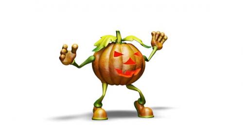 Videohive - Comic Pumpkin Looped Halloween Dance on White Background - 36390210 - 36390210