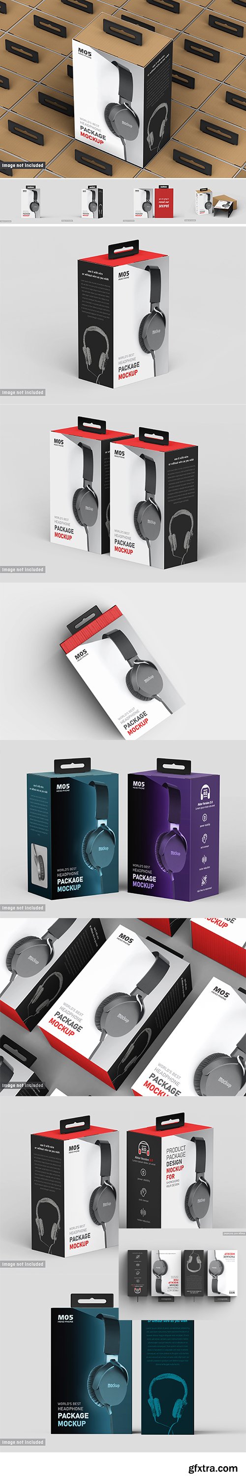 Headphone package box mockup