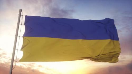 Videohive - Ukraine Flag Waving in the Wind Sky and Sun Background - 36394495 - 36394495