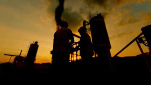 Videohive - Vented Factory and Engineers at Sunset - 36395943 - 36395943