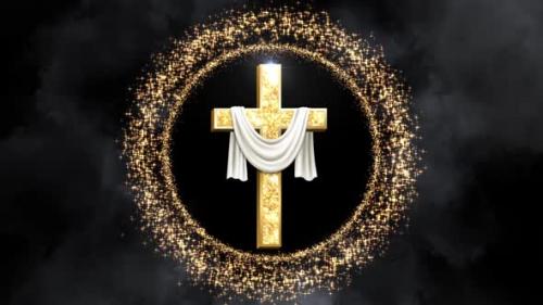 Videohive - Glitter Easter Cross In Glitter Ring Frame - 36359598 - 36359598