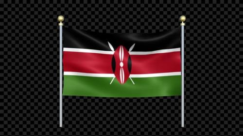 Videohive - Flag Of Kenya Waving In Double Pole Looped - 36376898 - 36376898