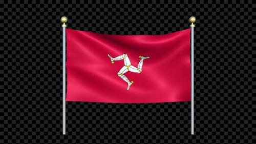 Videohive - Flag Of Isle Of Man Waving In Double Pole Looped - 36377360 - 36377360