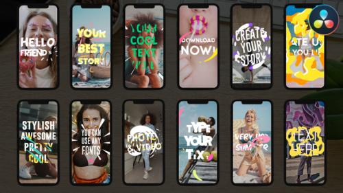 Videohive - Insta Text Stories | DaVinci Resolve - 36369393 - 36369393