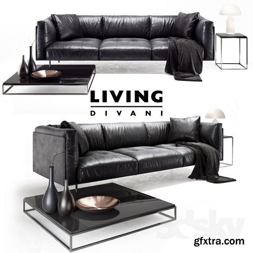 Living divani leather rod sofa