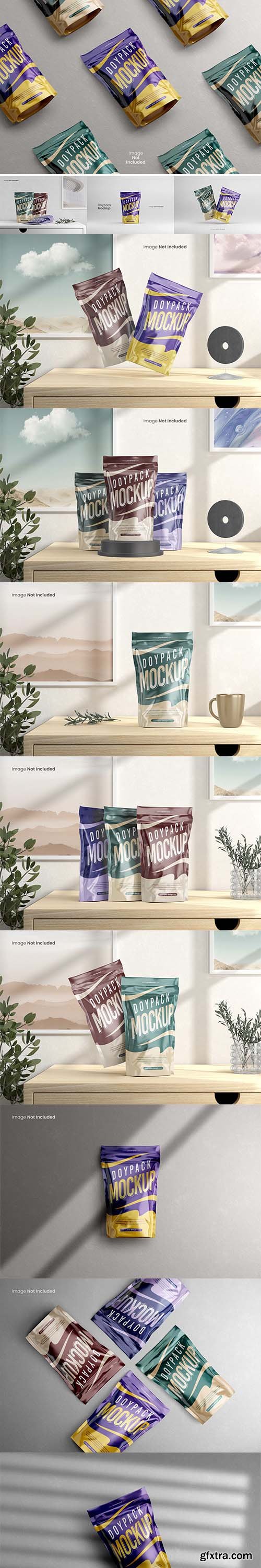 Doypack pouch food packaging mockup