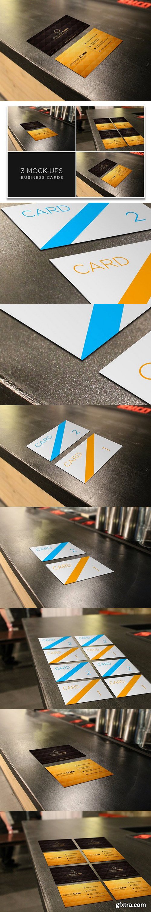 3 Business Cards Mockup Restaurant