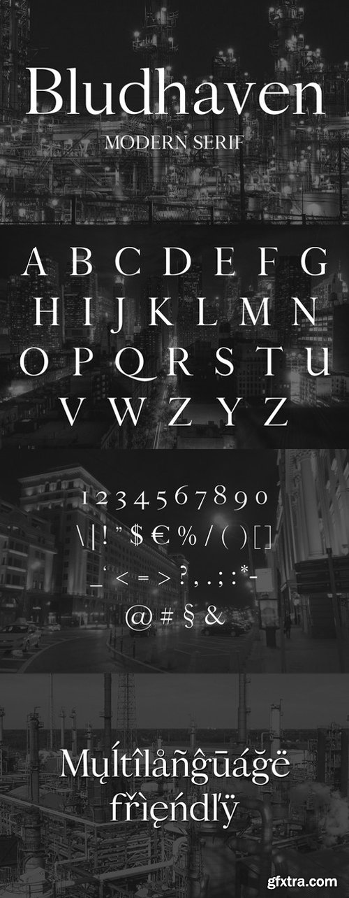 Bludhaven modern serif typeface