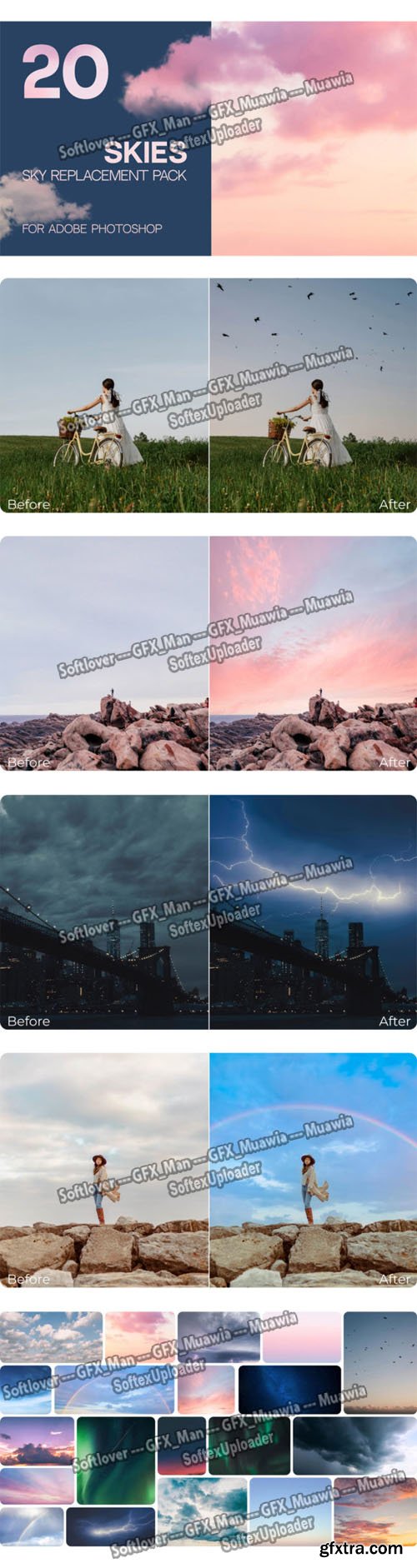 20 Skies Replacement Pack for Photoshop