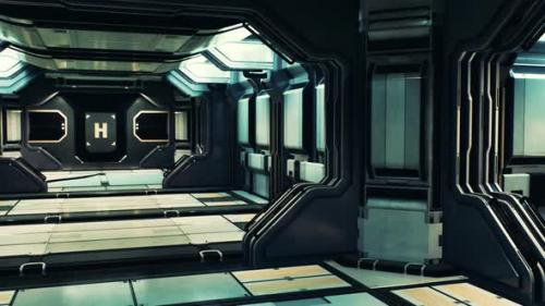 Videohive - Futuristic Interior of Spaceship Corridor with Light - 36404593 - 36404593