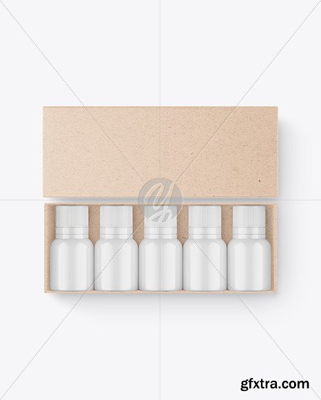 Set of Bottles in Kraft Box Mockup 95479