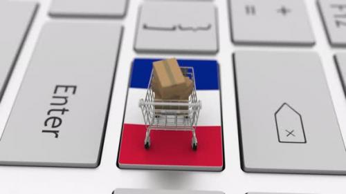 Videohive - Key with Flag of France and Shopping Cart with Boxes - 36407204 - 36407204