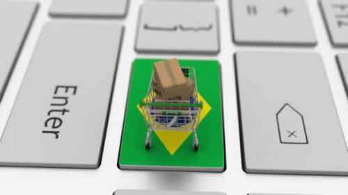 Videohive - Boxes with MADE IN BRAZIL Text and Shopping Cart on the Key - 36407217 - 36407217