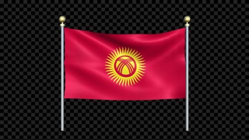 Videohive - Flag Of Kyrgyzstan Waving In Double Pole Looped - 36407364 - 36407364