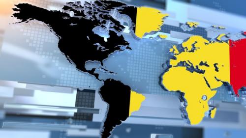 Videohive - Belgium Flag Inside The Shape Of World Map Transition - 36407366 - 36407366