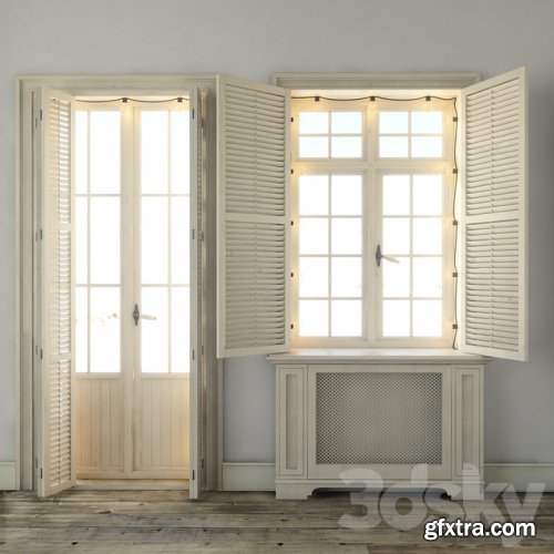 Windows with shutters and backlighting