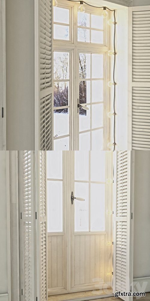 Windows with shutters and backlighting