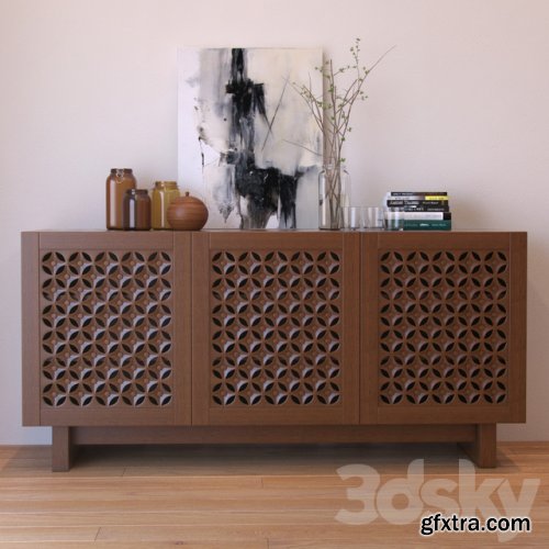  West Elm Carved Wood Media Console