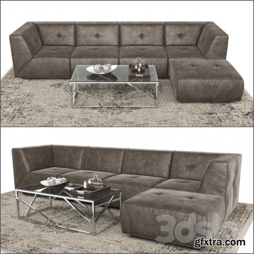 Divani Casa Sectional Sofa and Ottoman.