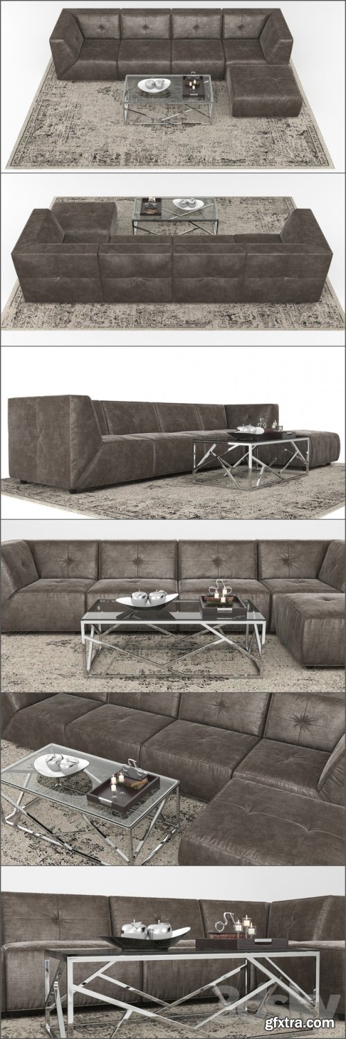 Divani Casa Sectional Sofa and Ottoman.