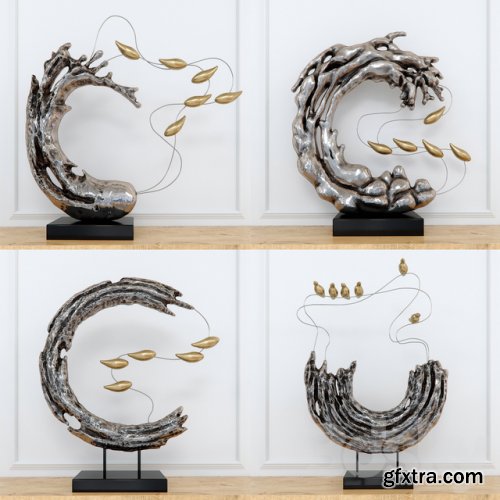 Abstract RESIN sculpture with birds