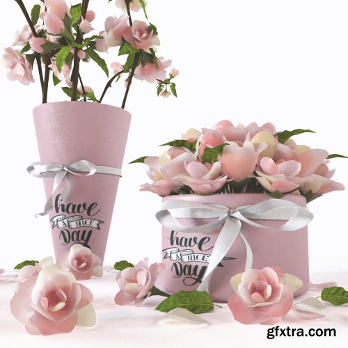 Rose flowers set