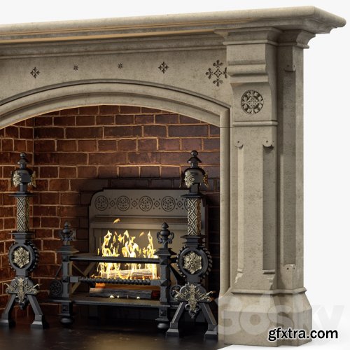 Westland London A Large Yorkstone Gothic Style Antique Fireplace Stock No 14223