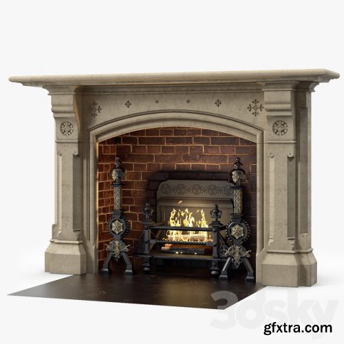 Westland London A Large Yorkstone Gothic Style Antique Fireplace Stock No 14223