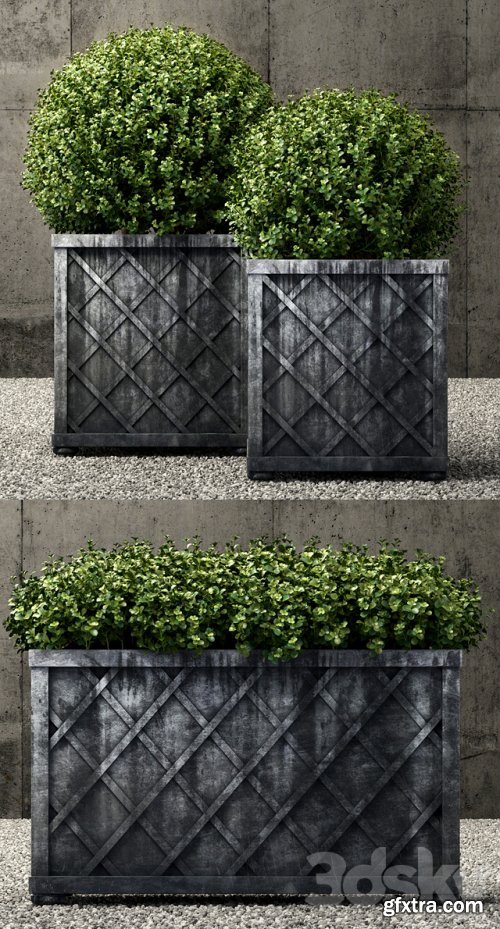 Restoration Hardware weathered steel lattice planters