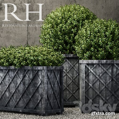 Restoration Hardware weathered steel lattice planters