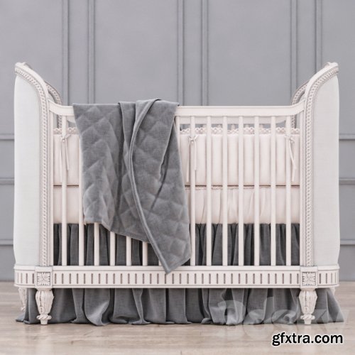 RH Belle Upholstered Crib (Antique Grey Mist)