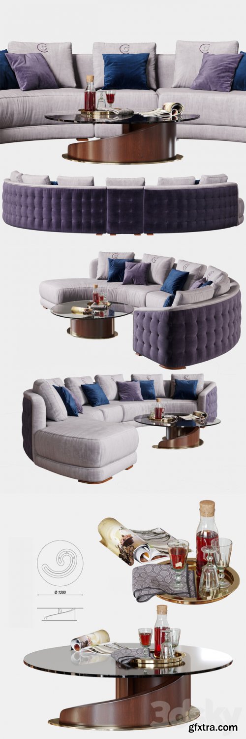 Carpanelli Contemporary Desyo Sofa Curvy Table Minerva