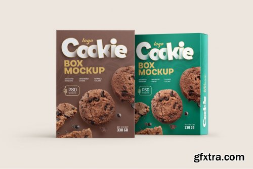 CreativeMarket - Cookies Box Packaging Mockup Set 6985417