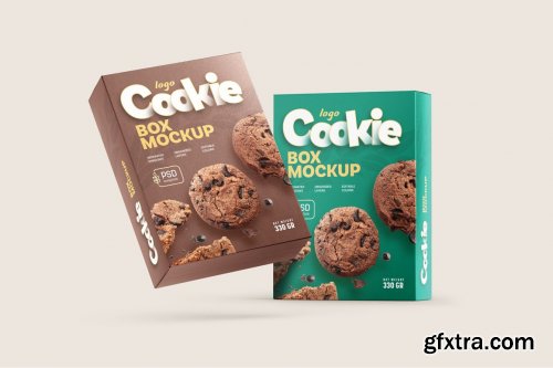 CreativeMarket - Cookies Box Packaging Mockup Set 6985417