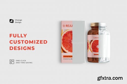 CreativeMarket - Glossy Vitamin Pill Packaging Mockup 6913789