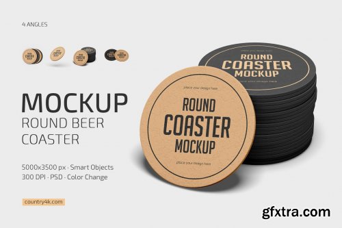 CreativeMarket - Round Beer Coaster Mockup Set 6915670