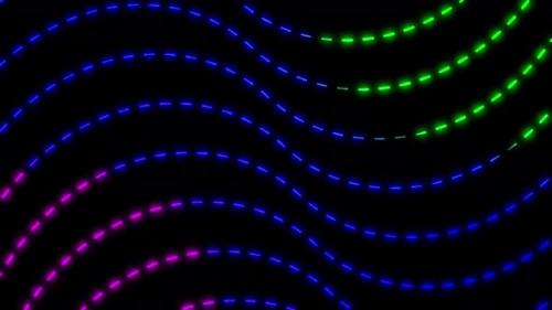 Videohive - Pink, blue and green color stripy dash wave line animation. A 147 - 36390539 - 36390539