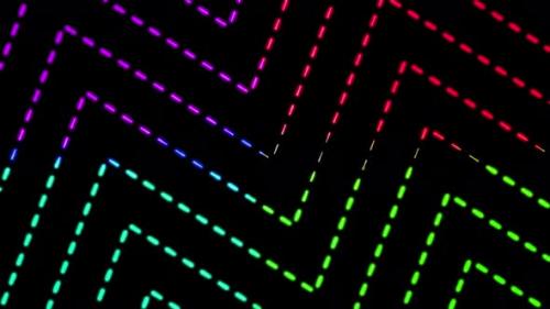 Videohive - Wavy colorful dash line motion background. Abstract colorful neon glowing geometric dash line. A 150 - 36390540 - 36390540