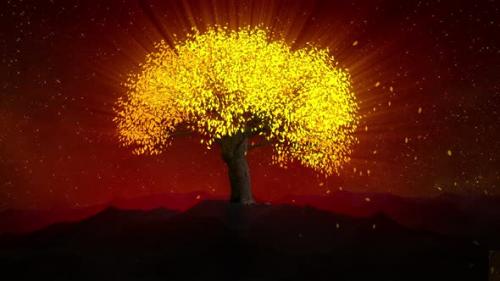 Videohive - Fantasy Nature. Yellow Tree 4k - 36403827 - 36403827