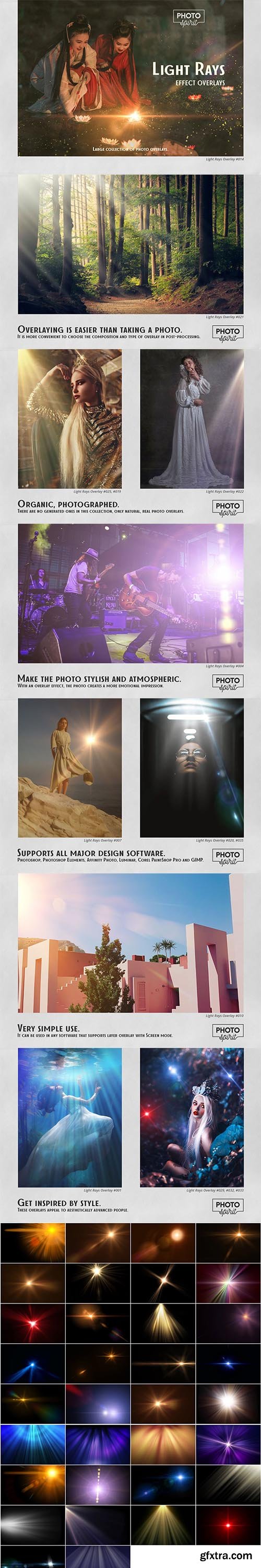 CreativeMarket - Light Rays Effect Overlays 6919527