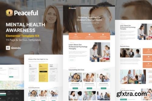 ThemeForest - Peaceful v1.0.0 - Mental Health Awareness WordPress Elementor Template Kit - 36390206