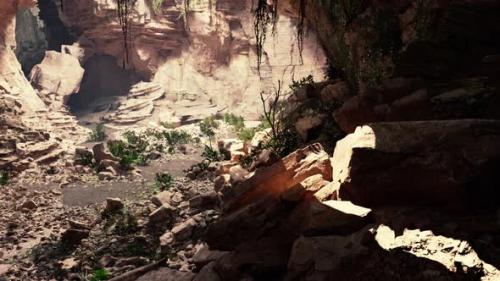 Videohive - Sunlight Penetrates and Illuminates the Exit From the Cave - 36456944 - 36456944