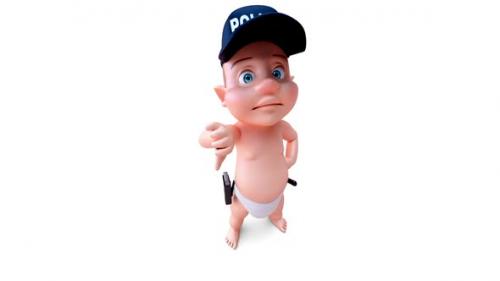 Videohive - Fun 3D cartoon of a baby cop - 36459421 - 36459421