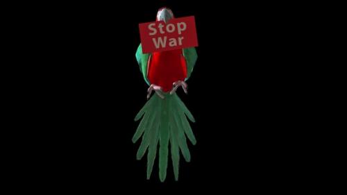 Videohive - Parrtot Fly And Land With Stop War Placard 2 - 36460096 - 36460096