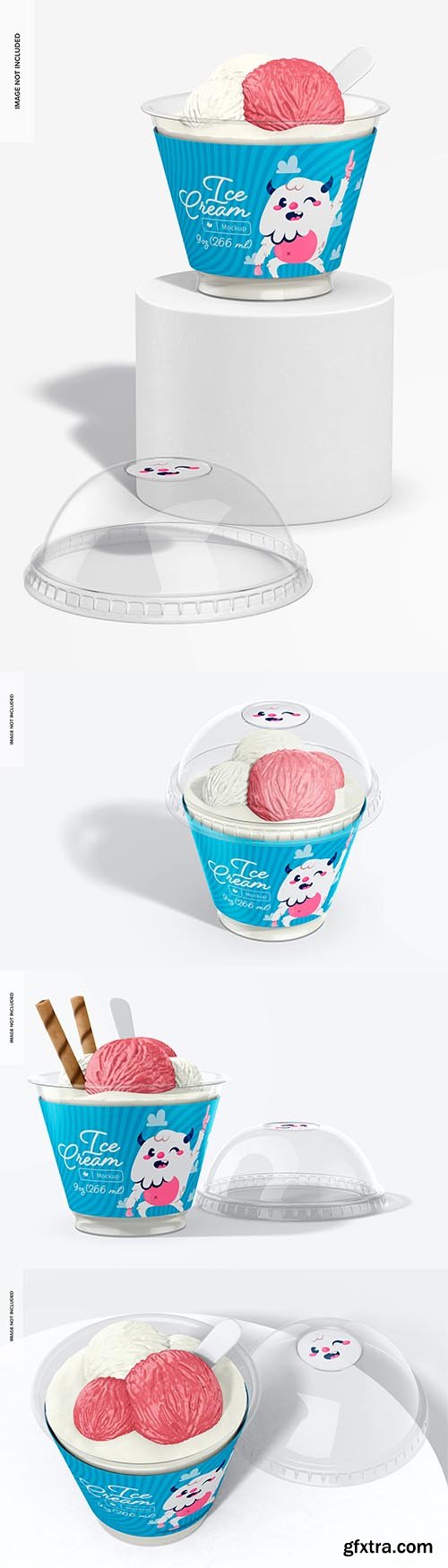 9 oz ice cream cup with lid mockup