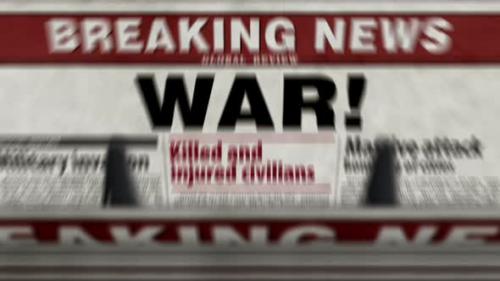 Videohive - War news, humanitarian crisis and military invasion newspaper printing press - 36430088 - 36430088