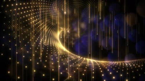 Videohive - Elegant Glowing Gold Array Landscape Looping Background with Purple Bokeh - 36426659 - 36426659