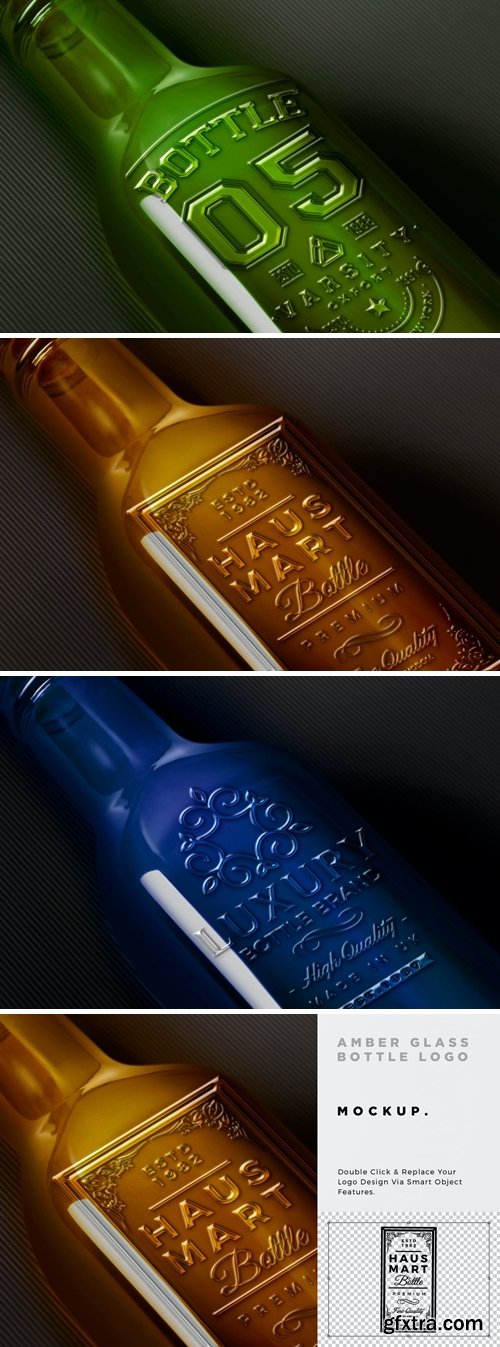 Embossed Amber Bottle Logo Mockup